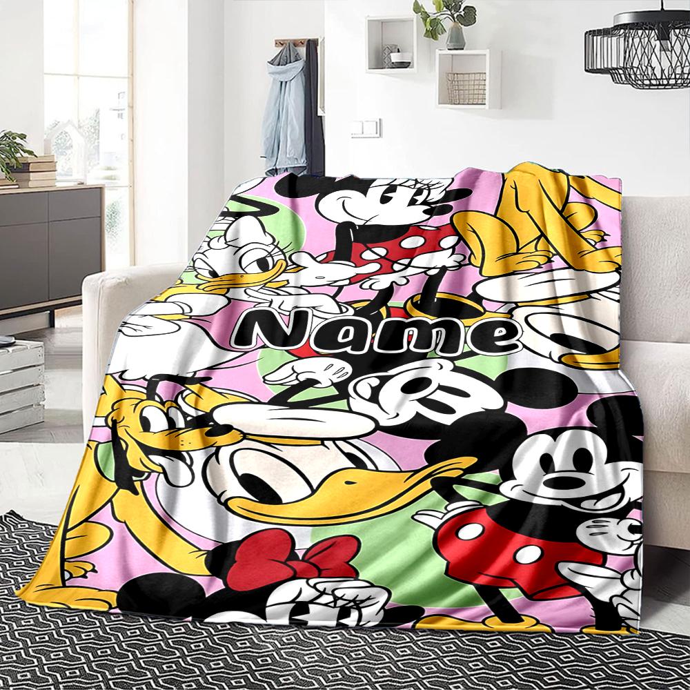 Custom Name Mickey Friends Adventure Blanket for Couch & Bed, Plush Cozy Fuzzy Blanket Super Soft & Warm Blankets for Fall and Winter. 090827