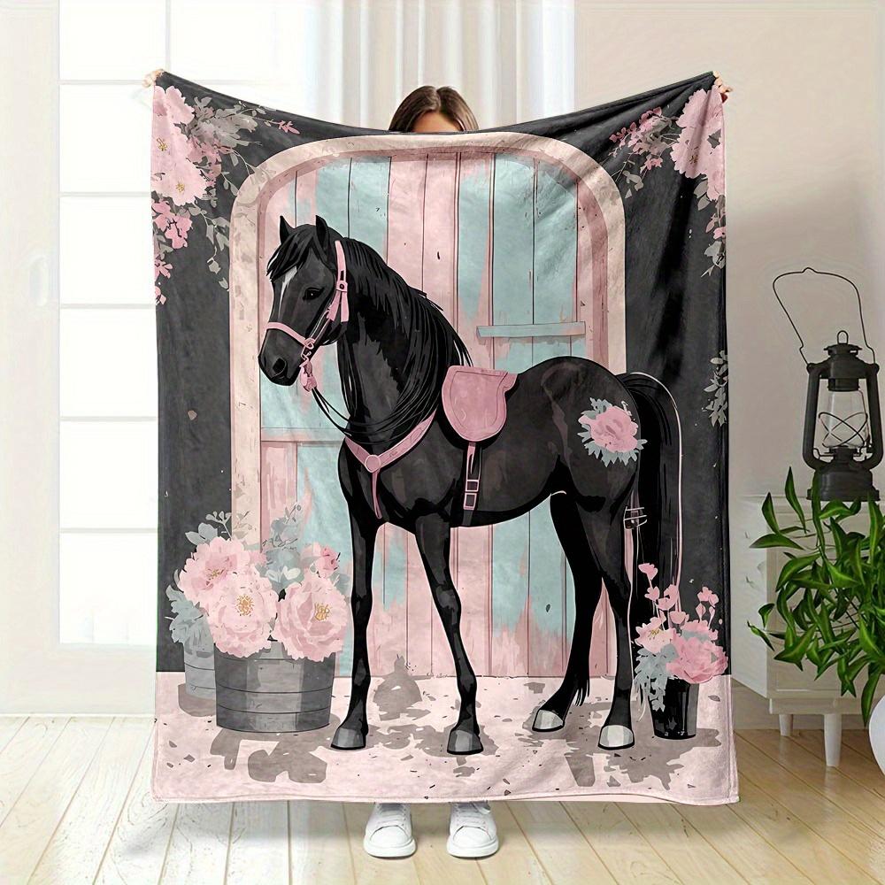

Cartoon horse pattern Flannel printed blanket suitable for all seasons suitable for living room office sofa and travel 180x250CM 75x90cm