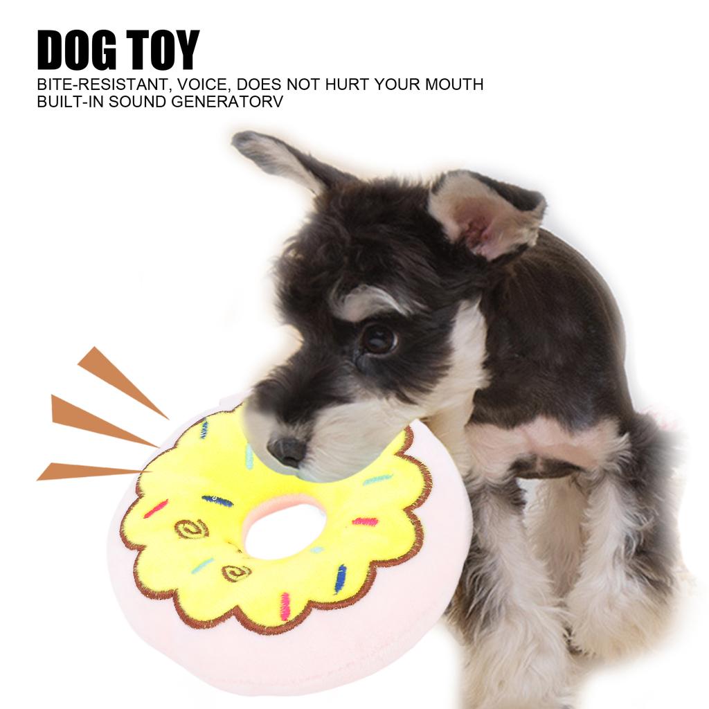 Dog Squeaky Toy Stuffed Bite Resistant Donuts Pet Toy Soft Plush Toy for Dogs Pets