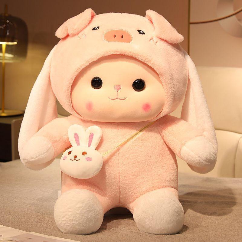 

Adorable Plush Bunny Doll Soft Stuffed Toy For Girls Perfect For Sleeping Gifts Pig,45cm/17.72in