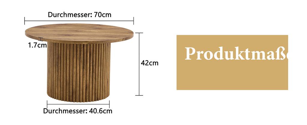 Tavolino in MDF con Diametro 70 cm: Tavolino con Design a Colonna Romana, Struttura Metallica Integrata, Stile Retro-Lusso per il Salotto.