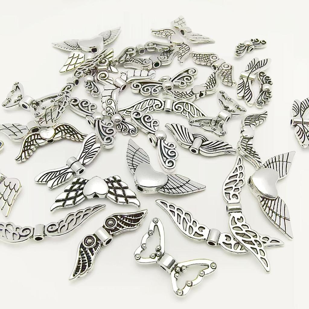 Tibetan Silver Angel Wing & Butterfly Feather Beads for Handmade Jewelry & DIY Accessories