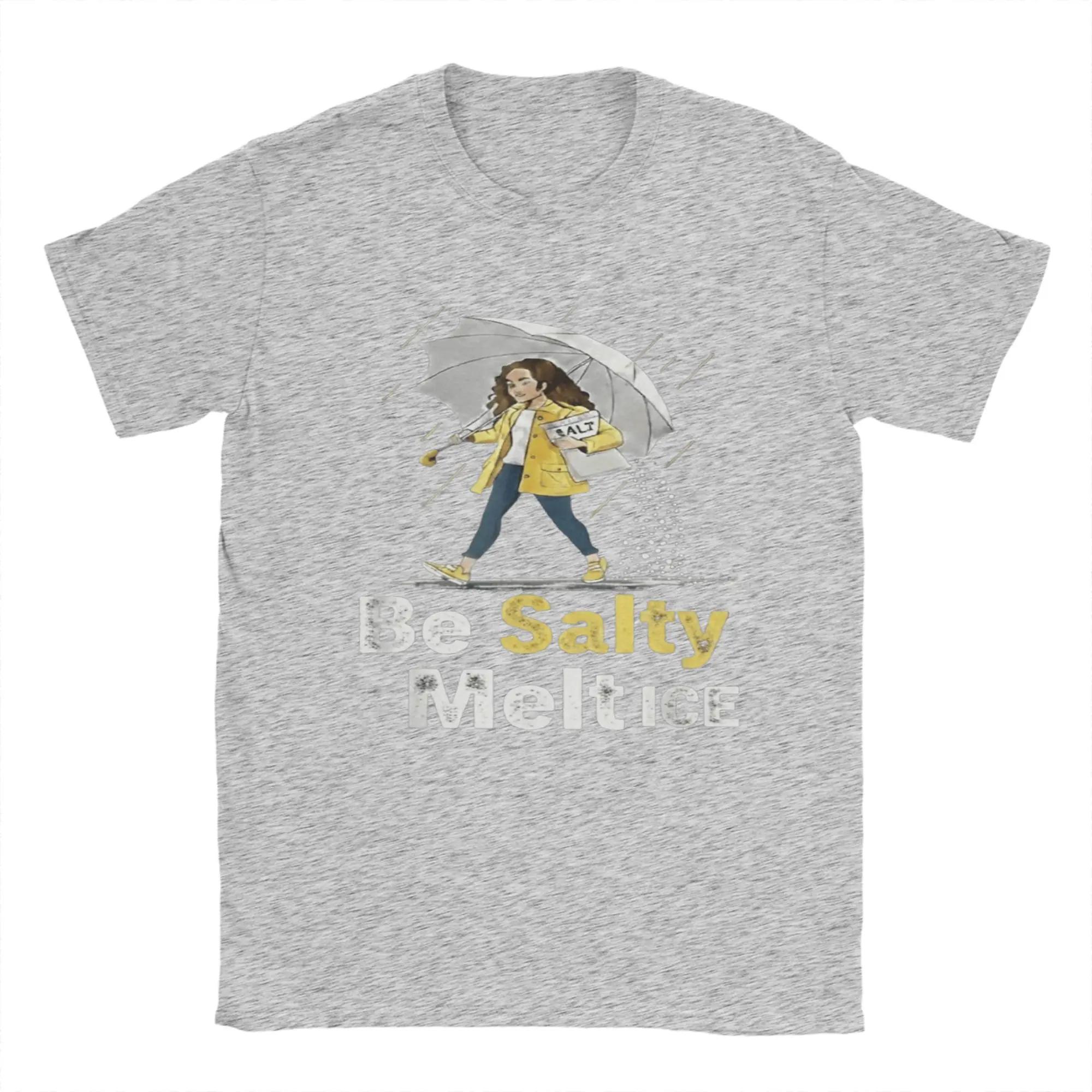 Мужская футболка  Be Salty Melt ICE  Смешной мем Чистый хлопок Одежда Новинка Короткий рукав Круглый вырез Футболка Подарок Футболки S серый
