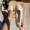 Women's Casual Round Toe Slip-On Knit Flats: New Color, Breathable, Hollow Design