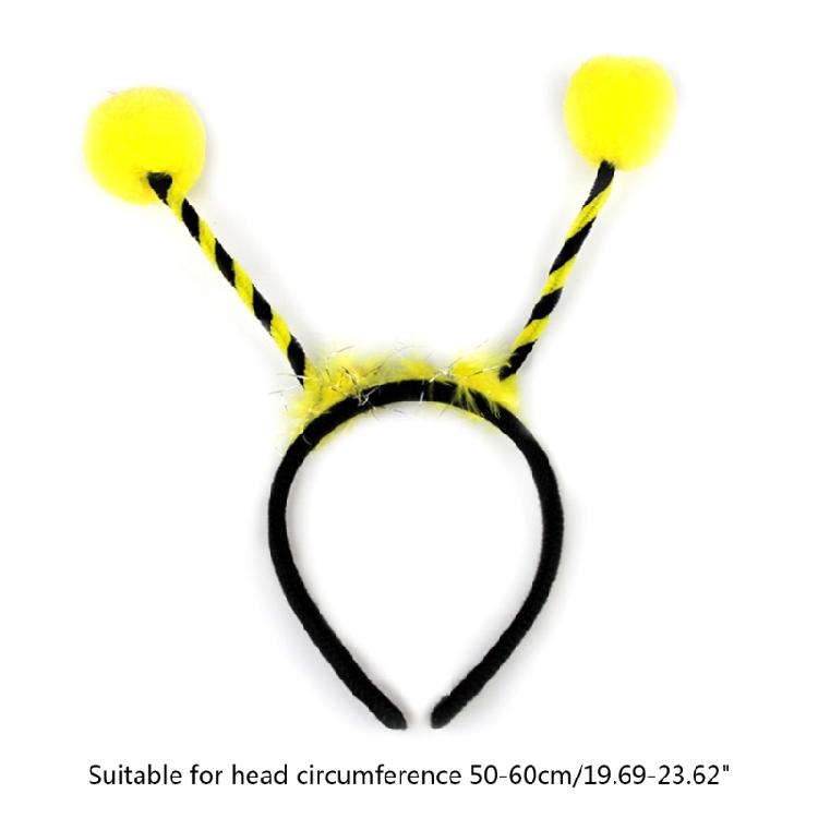 Lovely Bee Pompom Antenna Headband Plush Hairbands Cartoon Party Hair Decors