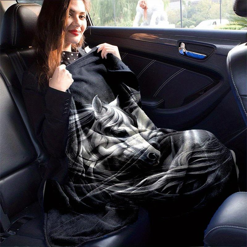 1pc Horse Printing Lightweight Flannel Blanket, Comfortable and Warm Blanket, for Camping Sofa Bed and Couch Office, in All Seasons