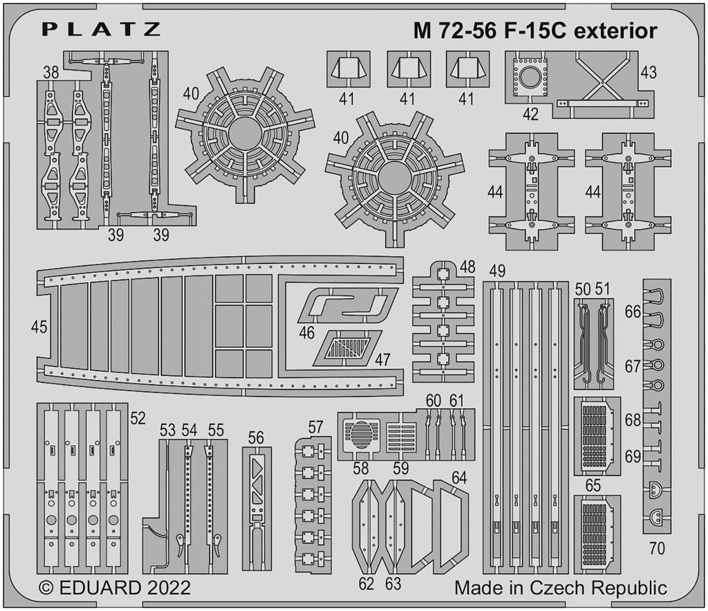 Platz US Air Force Eagle Etched Parts Plastic Model Kit Parts 1/72 F-15C (Exterior) M72-56