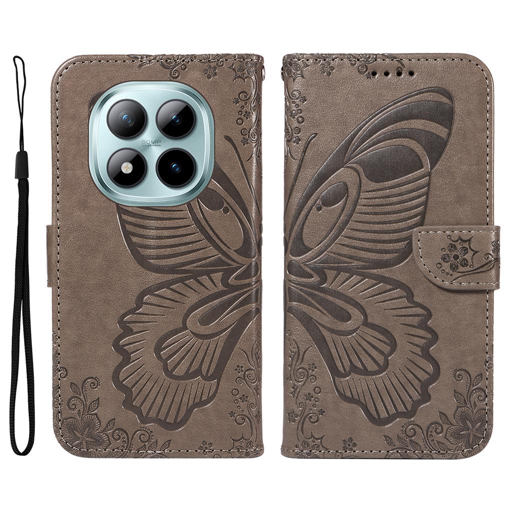 For Xiaomi Poco M8 Pro 5G/Redmi Note 15 Pro+ 5G (Global) Case Butterfly Pattern PU Leather Folio Flip Phone Cover -  Blue