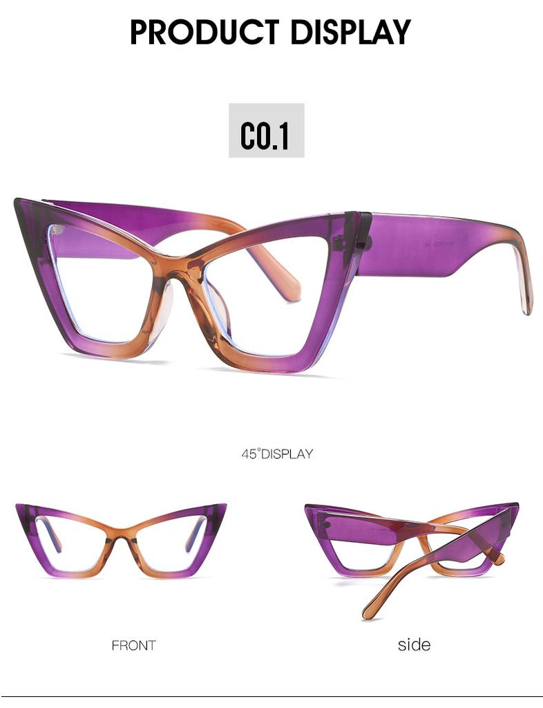 Fashion Oversized Cat Eye Clear Green Reading Glasses Women Vintage Designer Blue Light Blocking Female Eyeglasses