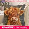 Unique 2D Flat-Printed Cow Face Pillowcase: Non-Real Embroidery Design Sofa Cushion Cover, Home Decoration, 2D Printing
