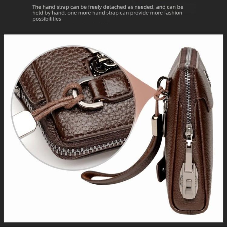 Men's Lychee Pattern Business Clutch Bag with Lock Anti-theft Bag