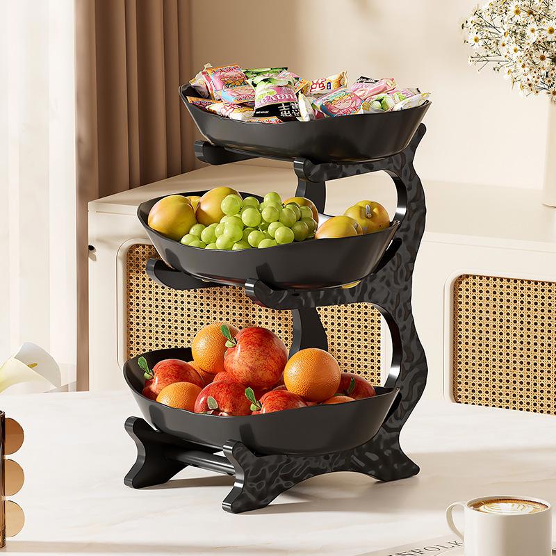 Soporte de Frutas y Pasteles de Madera de Doble Capa con Función de Drenaje