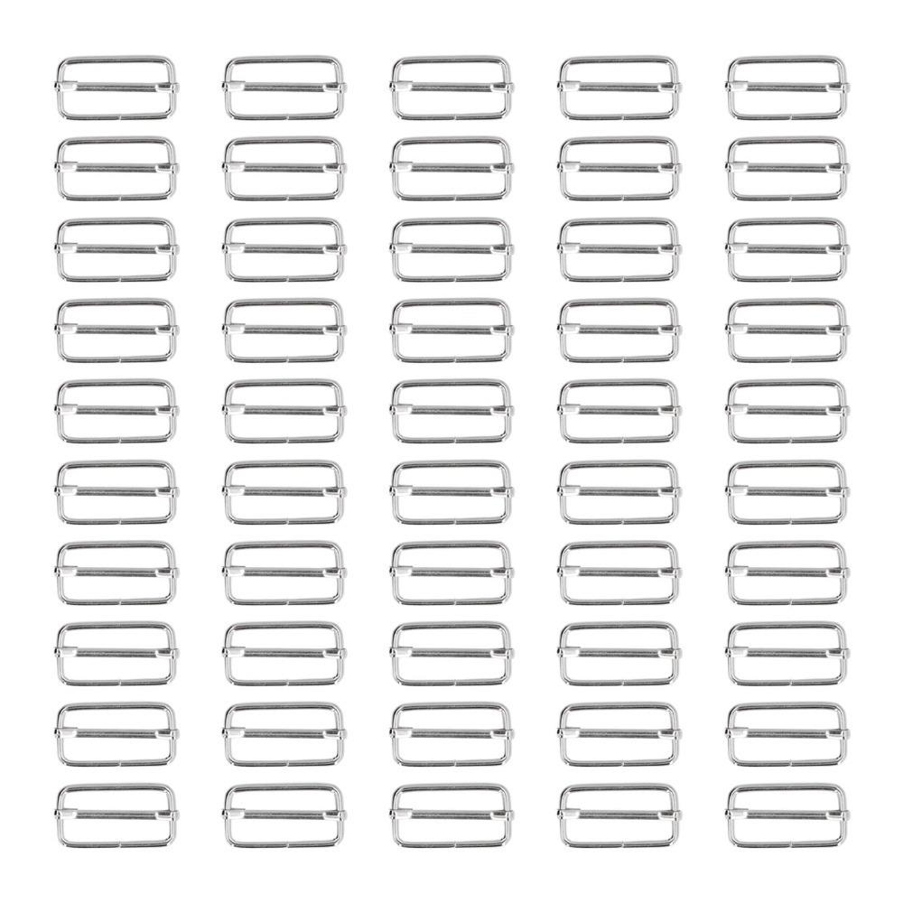 50pcs Silver Tri-Glide Buckle Rectangle Shape Adjustable Strap Buckle  For Fasteners