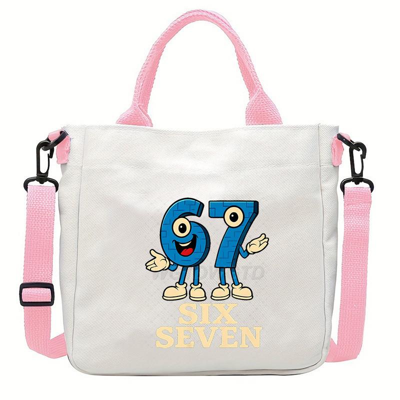 Steal a Brainrot 67 Printed Student Crossbody Bag Casual Canvas Shoulder Bags