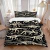 3-teiliges Dinosaurierskelett Wandteppich bedrucktes Bettdecken-Set - Weiche und bequeme Bettdeckenhülle für Schlafzimmer, Gästezimmer und Studentenwohnheim Dekorative Bettwäsche