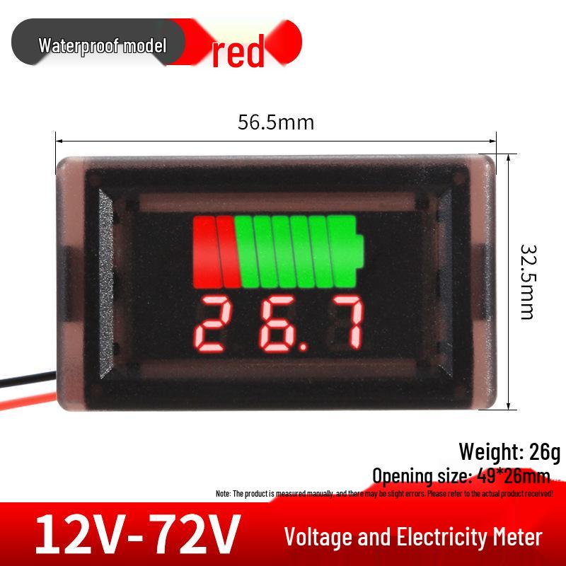 Waterproof Electric Vehicle Battery Voltage Display with Universal Reverse Connection Protection
