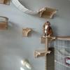 Wall Mounted Wooden Cat Shelves Jumping Furniture Cat Climbing Tree Scratching Post Hammock Stairs Playing Climbing Frame