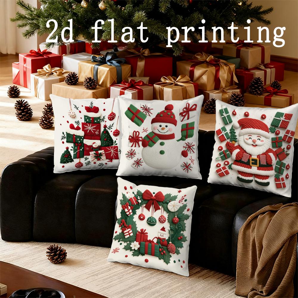 Decorazioni per la casa Natale Stampe festive Copricuscini Motivo Copricuscino Adatto per Divano Camera da letto Auto Copricuscino