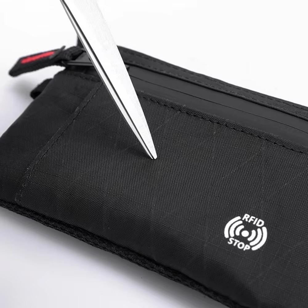 Luxury Rfid Credit Card Holder Anti Theft Nylon Key Card Case with Carabiner Slim Coin Purse Male Purse