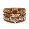 Magnetic Clasp Leather Bracelet Bangle Multi-layer Multi-Layer Bracelet  Festival Gift