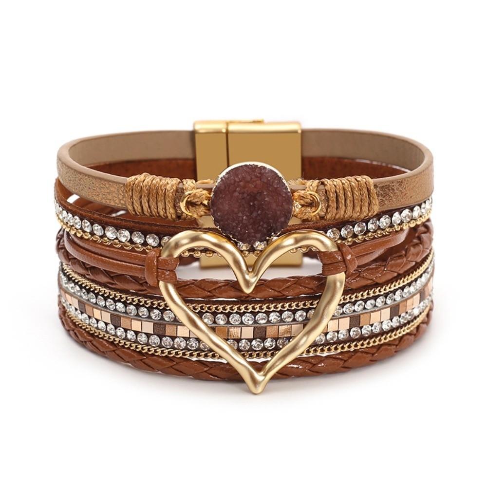 Magnetic Clasp Leather Bracelet Bangle Multi-layer Multi-Layer Bracelet  Festival Gift