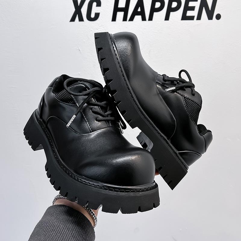 Paris Mickey big head derby shoes men's upturned head platform heightening leather shoes British commuter trendy men's shoes 15151-A