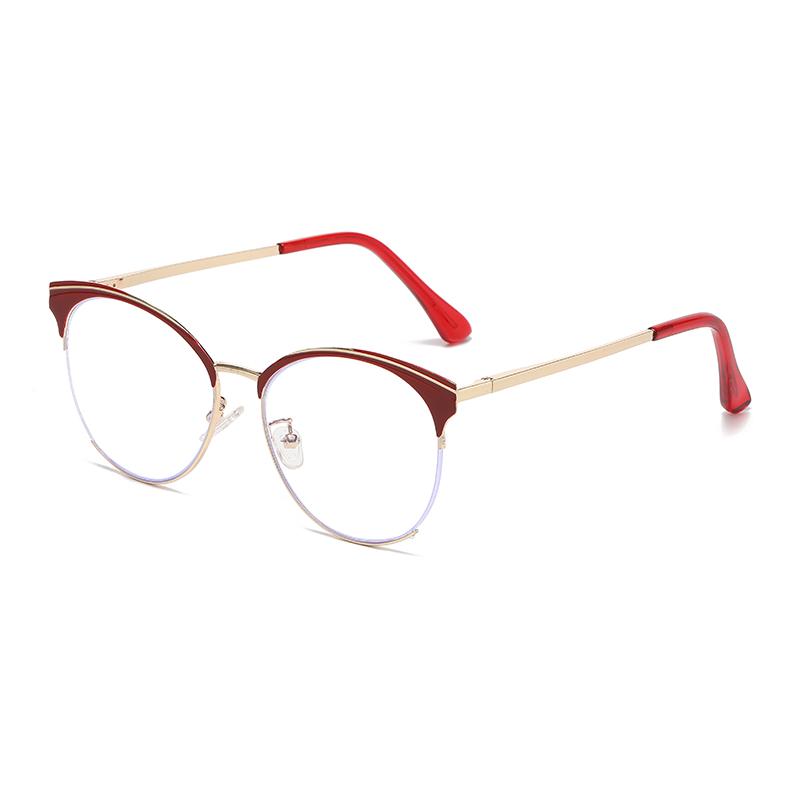 Half Frame Spring Hinge Metal Mirror Legs Cross Border Fashion Frame Point Paint Anti-Blue Light Women Men Glasses
