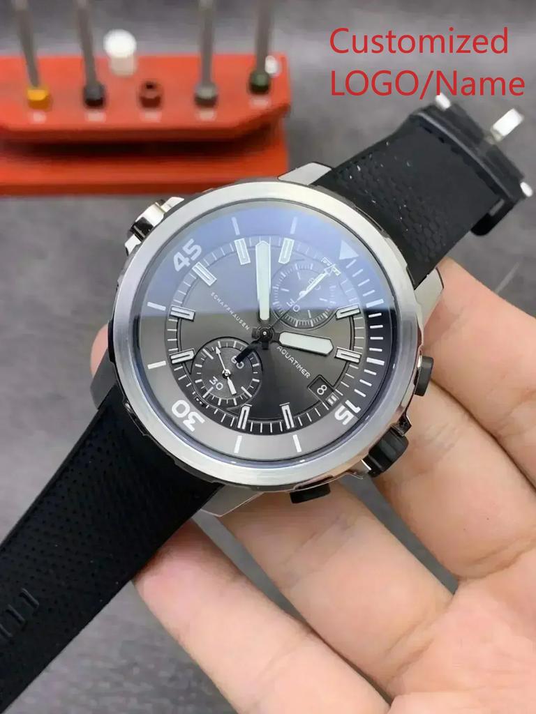A11 Store Customized Watch   Aquatimer Special External Mens Quartz Chronograph Watch Rotating Bezel Blue Black Rubber  44mm