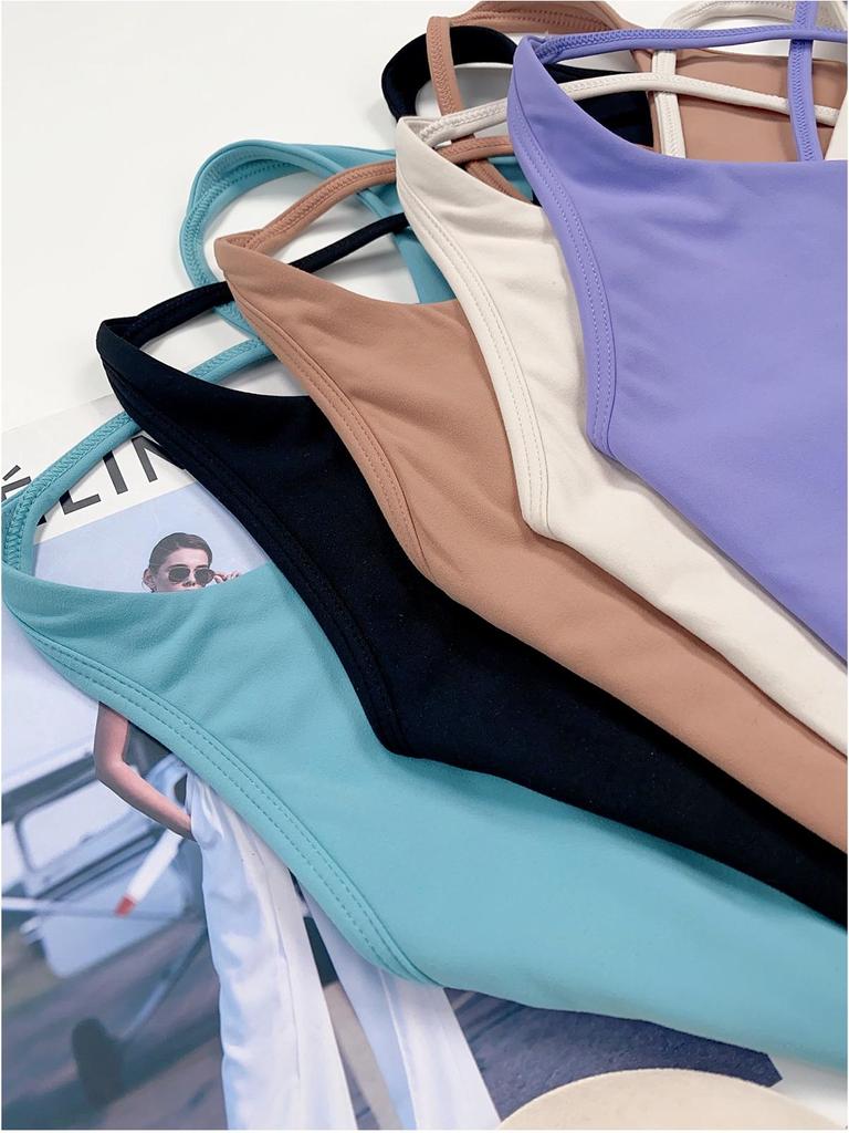 Women's 2025 Yoga Tank Top with Thin Straps, Beautiful Back, and Chest Pad - Perfect for Running and Fitness.