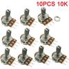 10PCS B10K 10K Ohm Adjustment Single Linear Rotary Taper Potentiometer Shaft 15mm