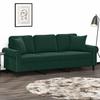 Vidaxl 3-Seater Sofa With Cushions, Dark Green, 180 Cm, Velvet