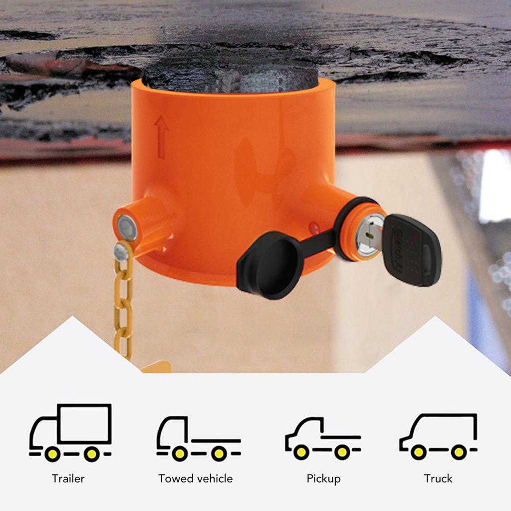Trailer 5th Wheel Pin Lock 74mm Aluminum Alloy Warning Tag Anti Theft Fifth Wheel Hitch Lock for RV Boat Camper Semi Truck