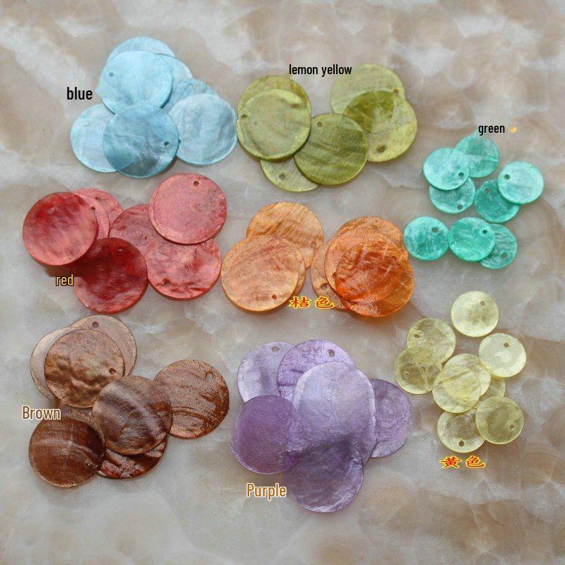 Candy Color Round Pendant - Green, Blue, Yellow, Red, Purple Thin Shell DIY Jewelry Sticker Accessories