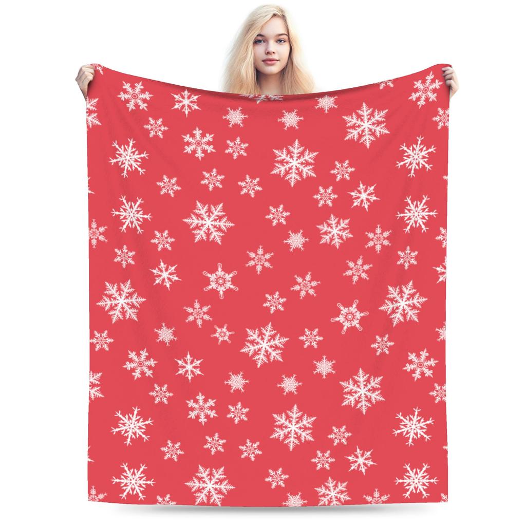 Christmas Snowflake Blankets Fleece  Winter  Portable Super Warm Throw Blankets for Bedding Travel Plush Thin Quilt