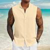 Férfi Nyári Egyszínű Állógalléros Ujjatlan Ing Férfi Alkalmi Divat Ujjatlan Ing
