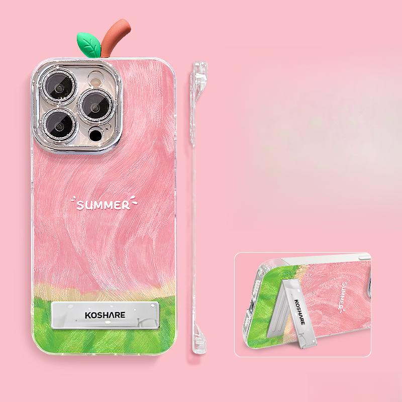 Summer Watermelon Stand Suitable for Apple 16promax Mobile Phone Case 13 Feather Yarn Without Frame 15 Niche 14 Bare Metal Sense