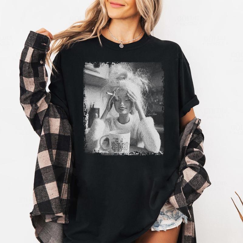 Distressed Doll Face Meme Tshirt Funny Graphic Tee Summer Unisexs And Unisexs Loose And Breathable Tshirt Top