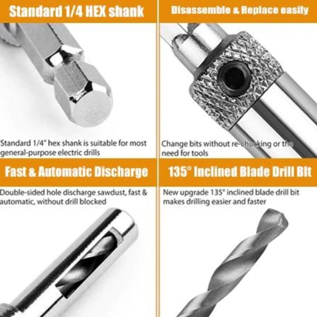 Cheap Center Doors Self Centering Hinge Tapper Core Drill Bit Set Hole ...
