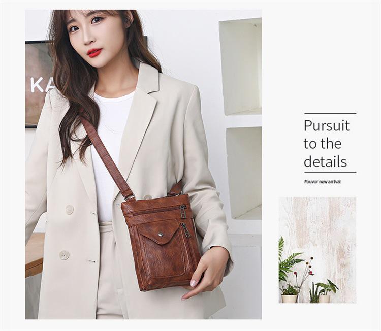 Women's Stylish Retro Crossbody Bag - Soft Leather, European & American Style, Small Shoulder Phone Bag