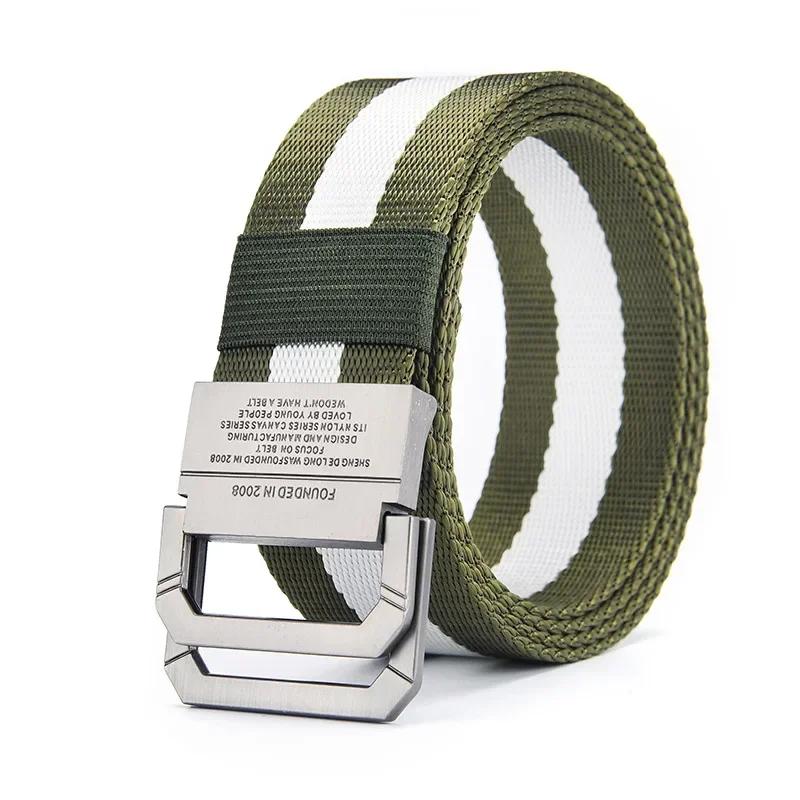 Doppelschleife Schnalle Marke Canvas Gürtel Outdoor - Unisex Canvas Gürtel Jeans Männlich Luxus Lässig Riemen Gürtel für Männer und Frauen