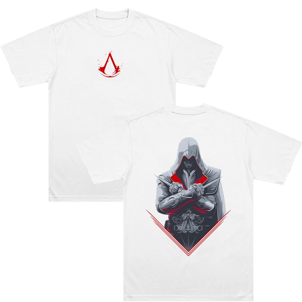 Assassin's Creed T-Shirt Retro Spielcharakter Grafikdruck T-Shirt Herren Mode Lässig Kurzarm T-Shirt Unisex Baumwolle T-Shirt