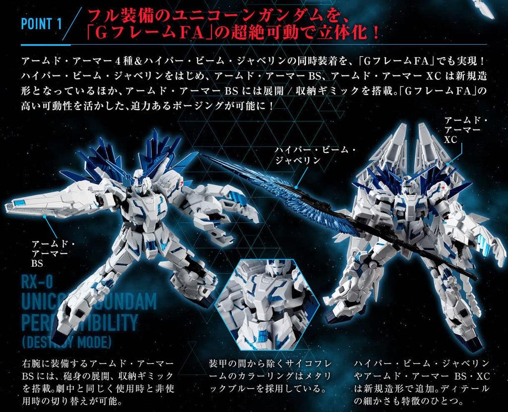 Mobile Suit Gundam G Frame FA Unicorn Gundam Perfectibility (Destroy Mode)