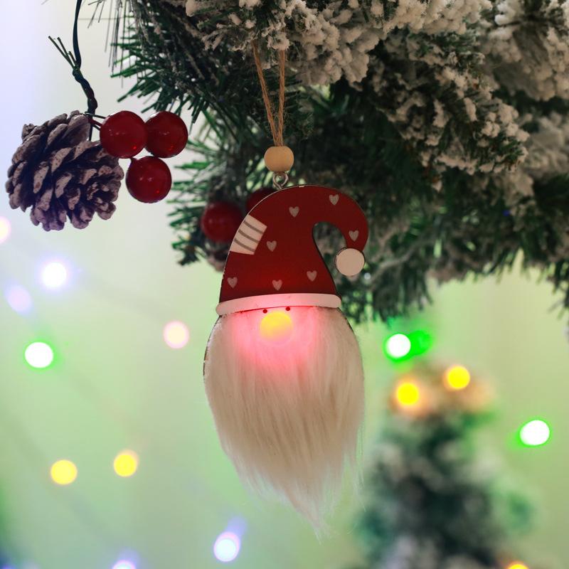 Christmas decoration forest old man with light pendant glowing Santa Claus small pendant window decoration