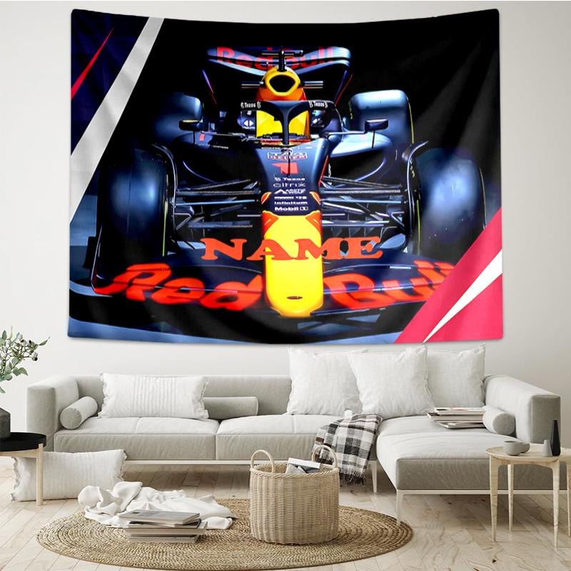 Custom Name Racing Print Tapestry, Backdrop, Easy Setup, Ideal for Bedroom, Office & Living Room, with Aesthetic Wall Hanging Decor.