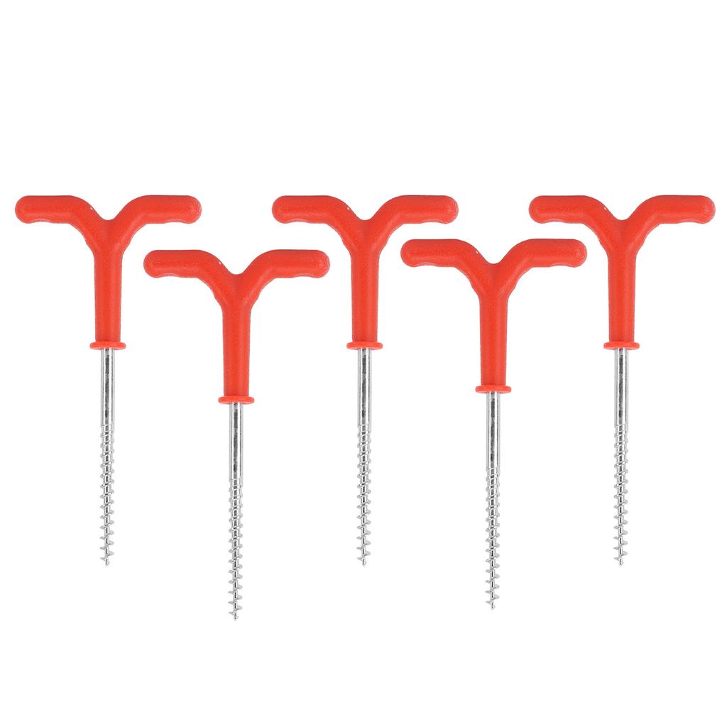 5 Pcs Ice Fishing Tent Peg Red 18.5cm Long ABS Iron Quick Tent Fixing Ice Peg Drill