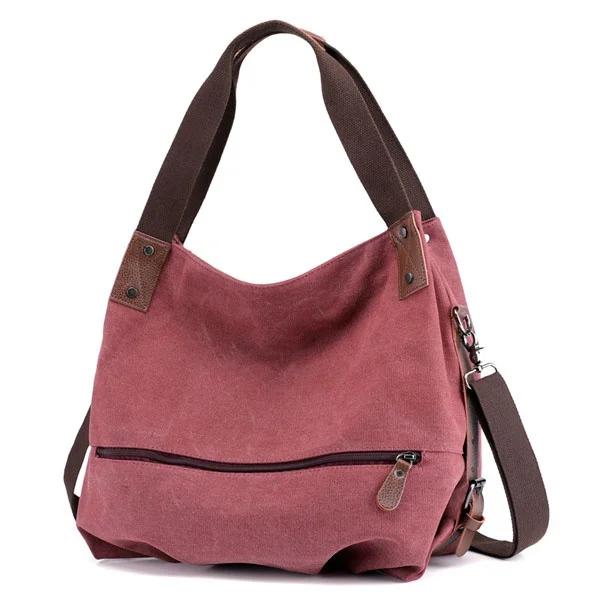 Fashiable and Trendy Portable Crossbody Bag Canvas Color Ctrast Casual Women's Large Capacity Tote Bag