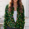 Women's Fashion Christmas Printed Long Sleeve Knitted Cardigan Button Down Jacket