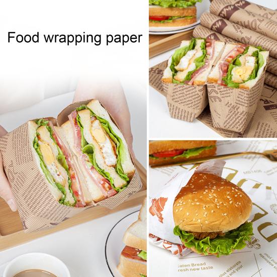 1 Set Food Sandwich Wrapper Grade Waterproof Eye-catching Cake Oil-proof Wrapping Paper Food