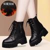Lace-up Soft Leather Martin Boots Autumn and Winter New Single Boots Heightening British Boots Thick-soled Velvet Short Boots