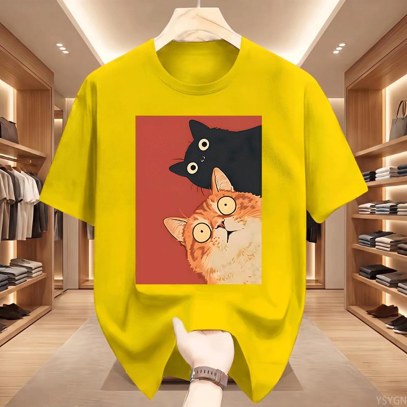 Kawaii Vintage Black Cat Print Tshirt Korean Style Casual Streetwear Cotton T Shirt For Unisex And Unisex Streetwear Basic Tees
